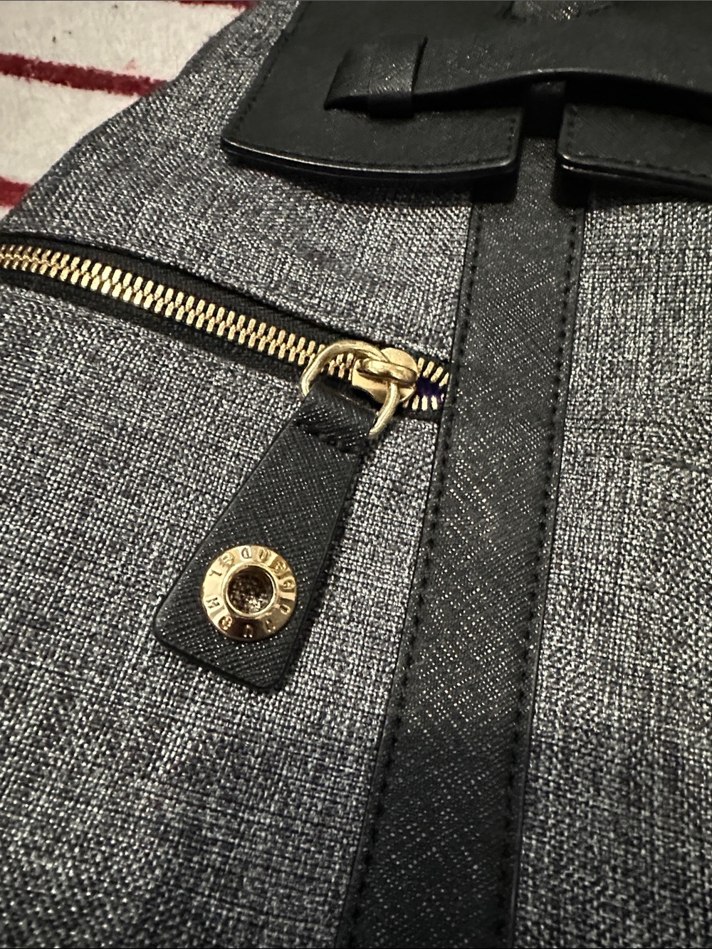 henri bendel Gray and Black Canvas Backpack with Gold Hardware EXCELLENT FIND - Picture 6 of 6
